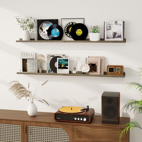 Dreamland Picture Ledge Shelf for Wall, Floating Shelves Set of 2,55 inch Long Floating Shelves with Lip for Living Room,Bedroom,Bathroom,Kitchen,Grey - color: Grey, size: 55inch