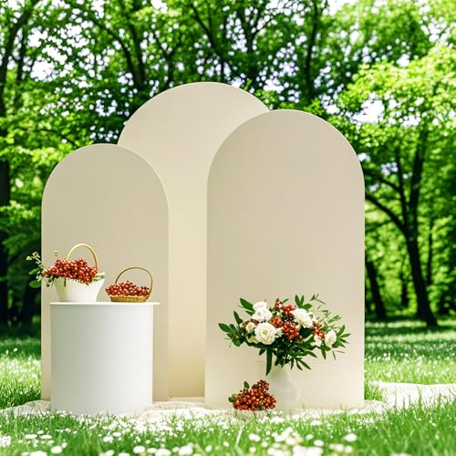 Pack of 3 Arch Backdrop Cover Ivory Spandex Fitted Wedding Arch Covers for Bridal Shower Birthday Party Gender Reveal Decor (6/6.6/7.2ft) - color: Ivory, size: 6/6.6/7.2 FT