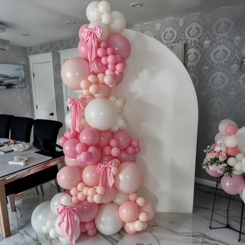 Light Pink Balloons, 12 Inch Pastel Macaron Pink and White Sand Nude Beige Pearl White Boho Balloons for Girls Women Birthday Party Wedding Engagement Bachelorette Bridal Baby Shower Decoration - color: Pink White Pearl