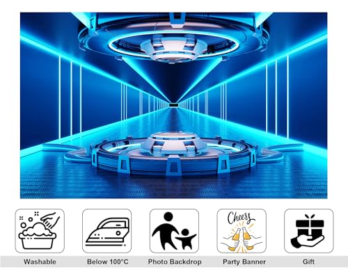8x8ft 3D Future Game Platform Backdrop Modern Podium Photography Background for Gaming Events and Product Displays Decorations Tapestry Photo Booth Props - size: 8x8ft