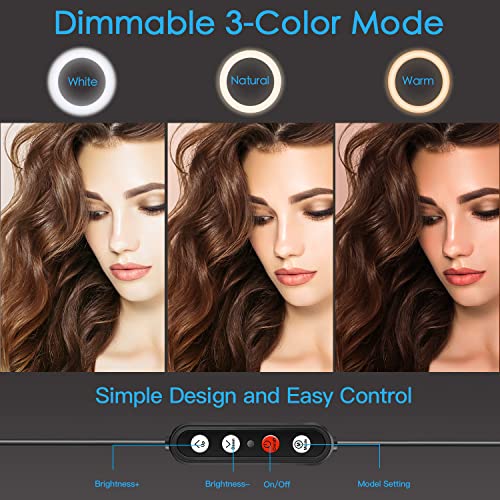Kaiess 10.2" Selfie Ring Light with 65" Adjustable Tripod Stand & Phone Holder for Live Stream/Makeup, Upgraded Dimmable LED Ringlight for Tiktok/YouTube/Zoom Meeting/Photography - color: 10.2