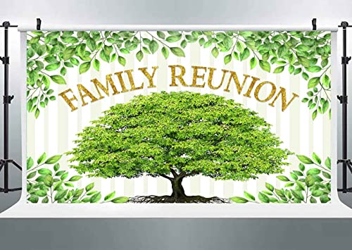 Family Reunion Backdrop, Family Tree Members Theme Photo Backdrop Vinyl 18x10ft Green Tree Family Gather Welcome Party Photography Backdrops Rod-Pocket Props, BJLSGU100 - size: 18x10ft