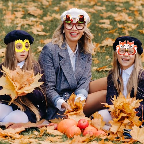 32 Pcs Fall Party Decoration Paper Eyeglasses Autumn Thanksgiving Costume Photo Booth Prop Pumpkin Maple Leaf Autumn theme Supplies for Hello Fall Harvest Decorations Thanksgiving Party Favor - style: Fall