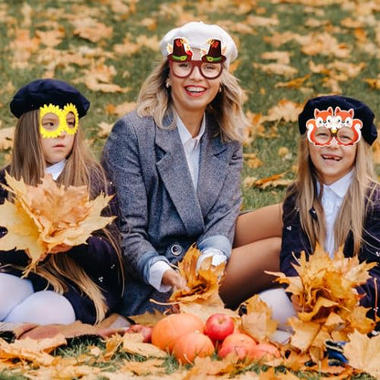 32 Pcs Fall Party Decoration Paper Eyeglasses Autumn Thanksgiving Costume Photo Booth Prop Pumpkin Maple Leaf Autumn theme Supplies for Hello Fall Harvest Decorations Thanksgiving Party Favor - style: Fall