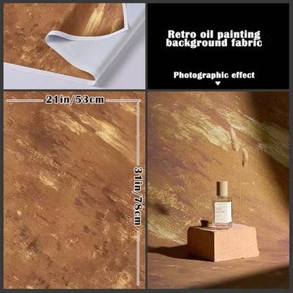 6PCS Non-Wrinkle Product Photography Backdrops: Tabletop Photo Backdrop Gradient Retro Cloth, 31x21in Flat Lay Seamless Props for Food Jewelry Cosmetics - color: Retro oil painting