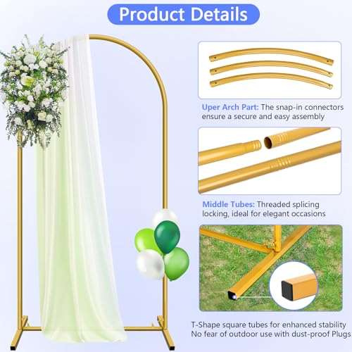 Metal Arch Backdrop Stand and Cover Set 7.2 ft, Wedding Arch Stand with Black Cover for Party, Birthday, Wedding, Bridal Shower, Baby Shower (Black, 7.2 ft) - color: Black, size: 7.2FT