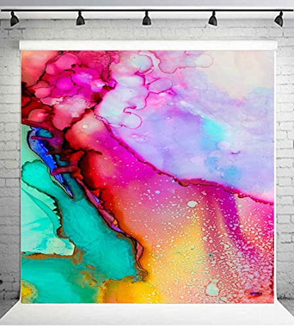 Colorful Watercolor Painting Backdrop Art Paint Photo Backdrop Vinyl 10x10ft Pink Green Purple Marble Texure Photography Backdrop Paint Event Party Backdrop Photo Studio Props BJLSPH1713 - size: 10x10ft
