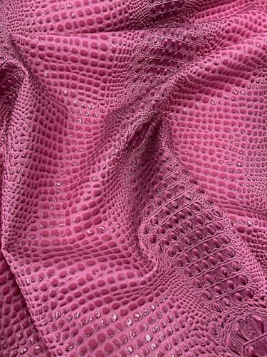 Backdrop King Inc, Glossy Two Tone Gator Fake Leather Upholstery, 3D Crocodile Skin Texture Faux Leather PVC Vinyl, 54" Wide (Bubble Gum, 18" X 54") - color: Bubble Gum, size: 18" X 54"