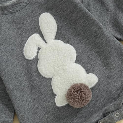 VISGOGO Newborn Infant Baby Boy Girls Oversized Romper Little Dude Sweater Onesie Coming Home Outfit Neutral Clothes - color: Grey-rabbit, size: 6-12 Months