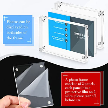 Xuhal Acrylic Business Card Frame 2.5 x 3.5 inch Clear Double Sided Magnetic Photo Block Frames, 20mm Thickness Frameless Wallet Size Picture Frames Stamp Display Stand for Home Office Decor(30 Pcs)