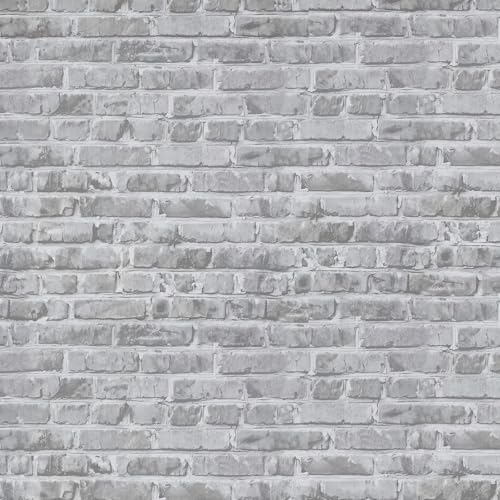 Timeet Grey Brick Wallpaper Peel and Stick Wallpaper 17.7" x 197" Self-Adhesive Film Brick Contact Paper 3D Textured Brick Wallpaper Removable Wallpaper for Room Wall Decoration - color: Gray 2, size: 17.7" x 197"