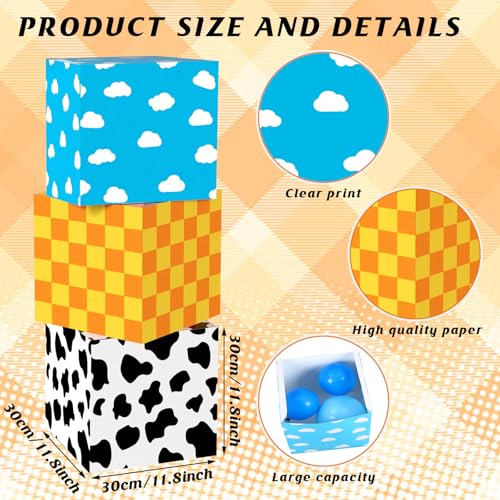 Tenceur 6 Pcs Cartoon Story Birthday Party Decorations Boxes Cartoon Paper Boxes 11.8 Inch Large Blue Sky White Cloud Photo Booth Prop for Arch Cloud Birthday Party Baby Shower Supplies - style: Cartoon Story