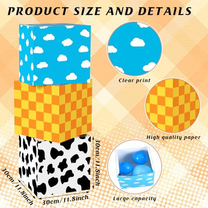 Tenceur 6 Pcs Cartoon Story Birthday Party Decorations Boxes Cartoon Paper Boxes 11.8 Inch Large Blue Sky White Cloud Photo Booth Prop for Arch Cloud Birthday Party Baby Shower Supplies - style: Cartoon Story