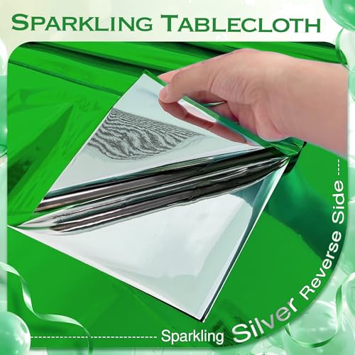 2pcs Green Foil Tablecloth 54*72 Inch Jungle Safari Wild One Birthday Party Table Cloths Plastic Disposable Waterproof Table Cover for Christmas Wedding Baby Shower Graduation Party Supplies - color: Green