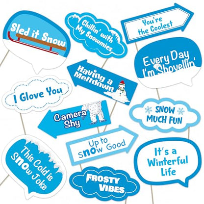 Winter Party Photo Booth Props Set – Fun Snow-Themed Decorations for Holiday Events, Birthdays, and Winter Celebrations (12)