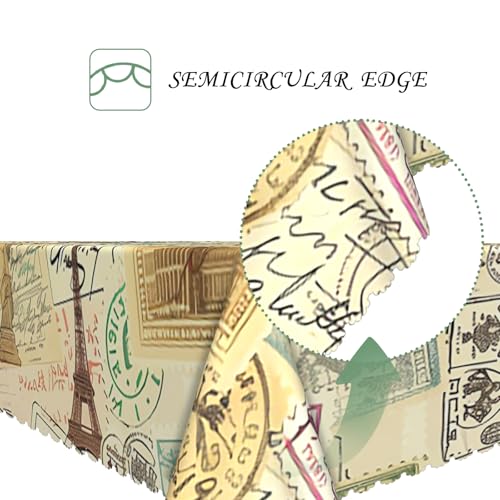 54x70 Inch Vintage Rectangular Tablecloth Retro Travel Stamps Postmask Eiffel Tower Table Cloth Washable Durable Table Cover for Kitchen Dining Home Coffee Shop Outdoor Decor - color: Color 5, size: 70" x 54" (Rectangular)