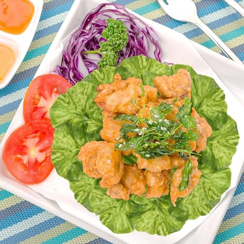 Artificial Lettuce Leaves: Fake Green Leaf Lettuce - PVC Realistic Fake Green Leaves for House Kitchen Party Pub Easter Spring Photography Prop Food Plating