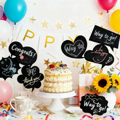 10pcs Writable Chalkboard Photo Booth Props Kit - Reusable Blank Signs with Chalk & Sticks for Wedding, Birthday, Baby Shower, Prom & Party Favors - style: Blank Photo Booth Props