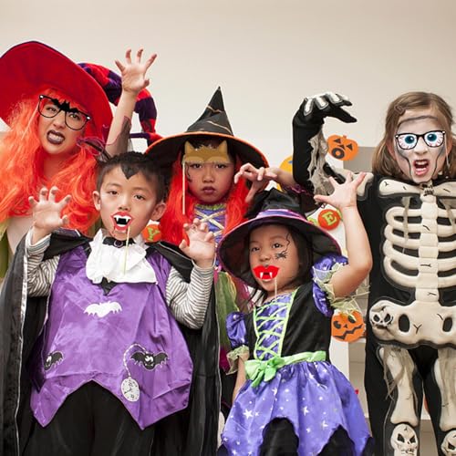 Soochat Halloween Photo Booth Props DIY Kit Scary Hocus Pocus Photo Booth Props for Dress Up Halloween Party Costumes Accessories 22 Pcs