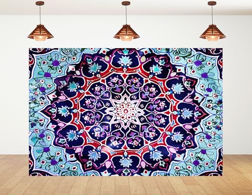 5x5ft Mandala Ornate Backdrop Multicolor Pattern Photography Background for Fiesta Party and Art Display Wall Decorations Tapestry Photo Booth Props - size: 5x5ft