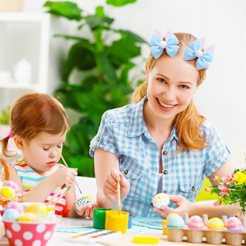 2PC Easter Bunny Ears Hair Bow Clips 4 Inch Rabbit Hair Accessories Spring Party Supplies Blue - color: Blue