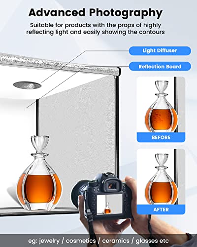 32"x32" Photo Studio Light Box Photography, Large Lightbox for Product with 3 Stepless Dimming Lights Panel, 210 LED Beads, Professional Photo Booth Shooting Tent Kit with 6 Color Backdrops - color: Black-32inch Studio Box