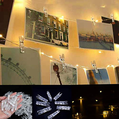 128 Pieces Photo Clips Mini Transparent Plastic Clear Clips for String Fairy Lights (Clear) - color: Clear, size: 128pieces