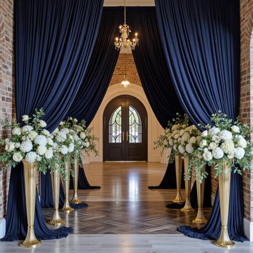 10ftx12ft Navy Blue Backdrop Curtains for Wedding-Wrinkle Free Backdrops Curtain Drapes Fabric Decorations Photo Back Drop Cloth for Baby Shower Photography Stage Reception 2Panels 12ft(H) x 5ft(W) - color: navy blue, size: W5' x H12'(2 panels)