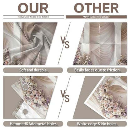 7x5ft 2D Wedding Arch Backdrop Rose Lavender Soft Champagne Drape Romantic Photography Background Mother's Day Bridal Shower Party Decorations Photo Booth Banner