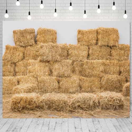Fall Haystack Backdrop for Photoshoot 10x8ft Autumn Harvest Field Hay Bales Photography Background Thanksgiving Day Party Decorations Portrait Video Shooting Studio Photo Booth Props - color: Fall Haystack