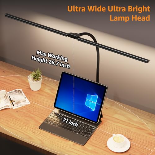 ShineTech LED Desk Lamp for Home Office, Ultra Bright Clamp Light with Flexible Gooseneck, 25 Lighting Modes, Eye-Caring Architect Lamp for Dual Monitors, Reading & Gaming Setup - color: 5CCT in One (3000K/3500K/4000K/5000K/6000K)