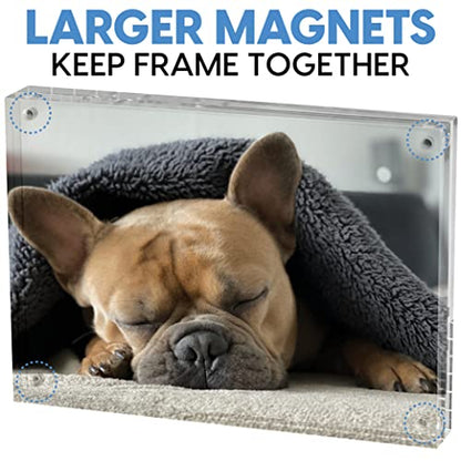 Mammoth 5x7 Picture Frame - Frameless, Thick Acrylic Magnetic Picture Frame Design - Lucite Picture Frames 5x7 Holders for Portraits, Art Prints, and Memorable Events (5 Pack) - size: 5x7 Frame (5 Pack)