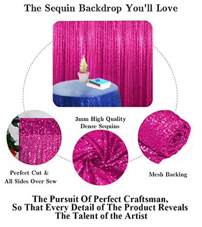 Partisout Sequin Backdrop Curtain 4ftx7ft Sequence Backdrops Party Glitter Background Sparkle Wedding Photo Shimmer Curtains (Hot Pink) - color: Hot Pink, size: 4ftx7ft