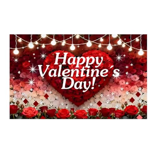 Large Happy Valentines Day Decorations Fabric Banner for Valentines Party Photo Props Sign, Wedding Anniversary Party Celebrations Indoor Outdoor
