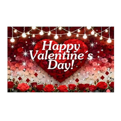 Large Happy Valentines Day Decorations Fabric Banner for Valentines Party Photo Props Sign, Wedding Anniversary Party Celebrations Indoor Outdoor