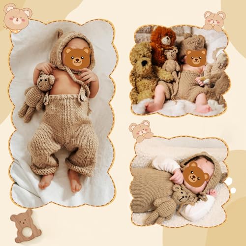 BLUETOP Cute Newborn Photography Outfits Boys Girls Baby Costume Set - style: 08 Bear Overalls