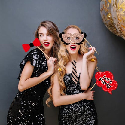 Happy Birthday Photo Booth Props, Women Girls Birthday Photoshoot Funny Bday Party Photography Props Favor Centerpiece Sticks Decorations 40 PCS