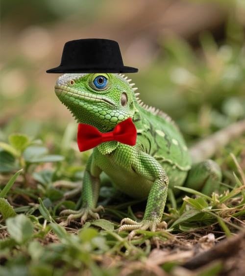 Bearded Dragon Clothes Costume Pet Lizard Outfit Set Small Reptile Business Suit for Photo Props & Daily Wear,Adjustable Hat and Bowtie for Gecko Chameleon Amphibians Ferret Hamster - color: Business Suit-Black