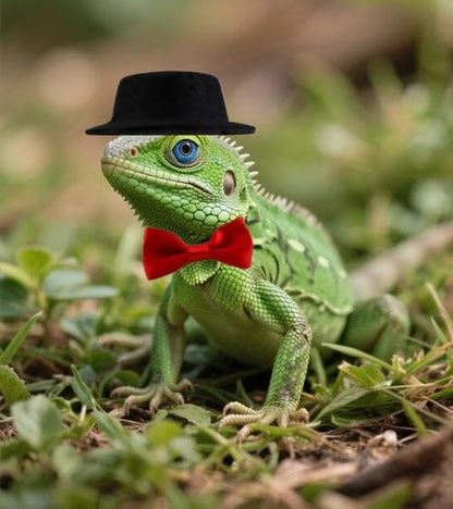 Bearded Dragon Clothes Costume Pet Lizard Outfit Set Small Reptile Business Suit for Photo Props & Daily Wear,Adjustable Hat and Bowtie for Gecko Chameleon Amphibians Ferret Hamster - color: Business Suit-Black