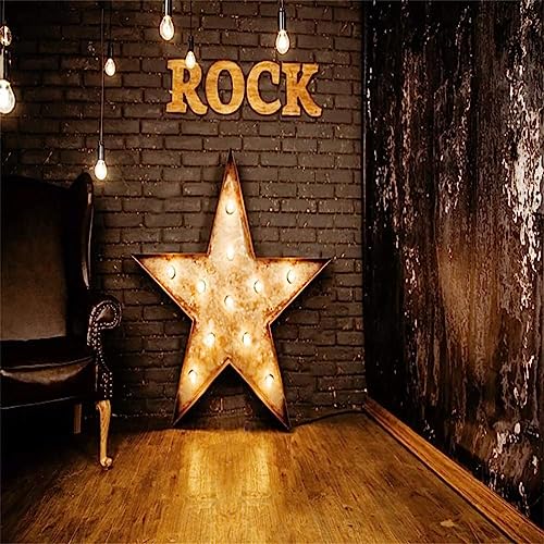 AOFOTO 10x10ft Rock Music Bar Backdrop Grunge Vintage Saloon Interior Decoration Photography Background Rock Star Band Punk Pop Fashion Music Night Show Karaoke Party Decorations Photo Booth Props - size: 10x10ft