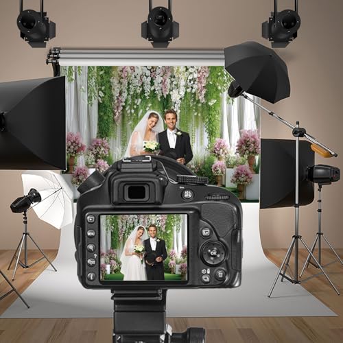 Flowers Wedding Backdrops 5x3ft Green White Pink Floral Engagement Background Bridal Shower Backdrop Proposal Wedding Party Decoration Backdrop Valentines Day Banner Supplies - color: green-1, size: 5x3ft