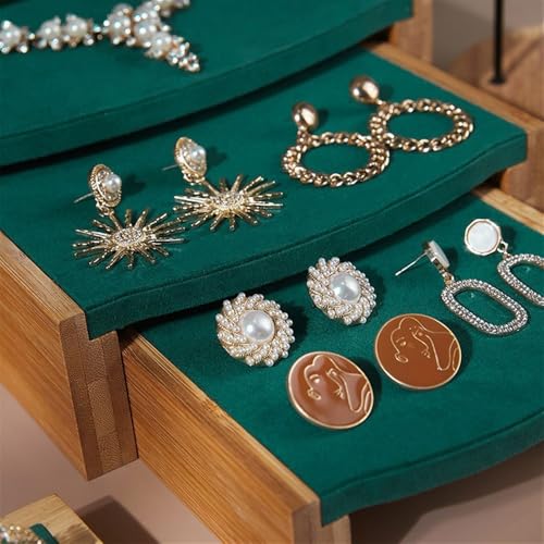 Jewelry Display Stand Earrings Display Rack Bracelet Jewelry Display Stand Mall Luxury High-end Green Velvet Display Props Jewelry Holder Organizer(Medium) - size: Medium