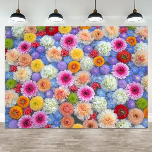 5x4ft Colorful Floral Photography Backdrop Flowers Background Vibrant Multicolor Blossoms for Party Wedding Photo Booth Studio Props Events Banner - color: color 6, size: 5x4ft