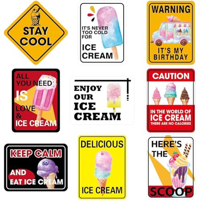WERNNSAl Ice Cream Party Decorations - 9PCS Ice Cream Sign Birthday Party Decorations for Popsicle Theme Birthday Supplies Sign Decor for Wedding Graduation Summer Party Favor - style: Ice Cream 001