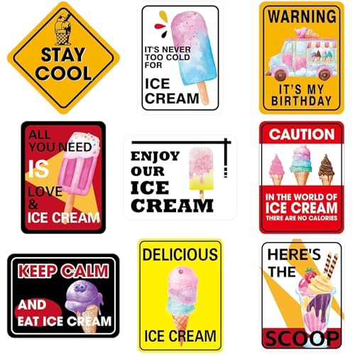 WERNNSAl Ice Cream Party Decorations - 9PCS Ice Cream Sign Birthday Party Decorations for Popsicle Theme Birthday Supplies Sign Decor for Wedding Graduation Summer Party Favor - style: Ice Cream 001