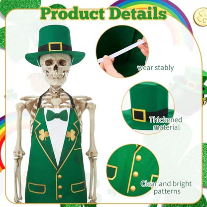 Mepase 12ft Skeleton Costume Accessories Set Oversize Hat and Apron Prop Giant Outdoor Indoor Yard Garden Lawn Decoration - style: St. Patrick's Day