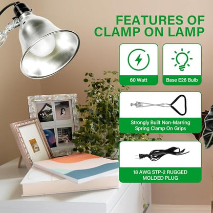 Simple Deluxe 4-Pack Clamp Lamp Light with 5.5 Inch Aluminum Reflector up to 60 Watt E26 (no Bulb Included), 6 Feet Cord - size: 5.5 Inch (60 Watts), style: 4-Pack
