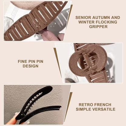 6 Pcs Large Claw Clips, 2 Styles for Thin Fine Thick Hair, Flat French Barrette Stylish, No Slip Big Jaw Butterfly Clip for Women Girls - color: Color C