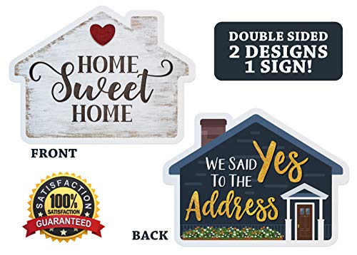 Calendars & More, Inc. Real Estate Social Media Testimonial Photo Prop Signs - Great for Instagram, Twitter & Facebook (1 Pack, House Shape - Home Sweet HomeYes to The Address)