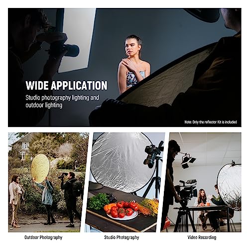 NEEWER 43"/110cm Photography Reflector, 7 in 1 Light Reflector Diffuser - Chroma Key Blue/Green Screen, Translucent/Silver/Gold/White/Black, RF-110A